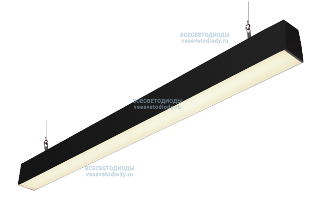 Линейный светильник КРИСТАЛЛ 30W-3400Lm, 4000-4500K, Прозрачный, IP44 с БАП (vsesv) на 3 часа Черный