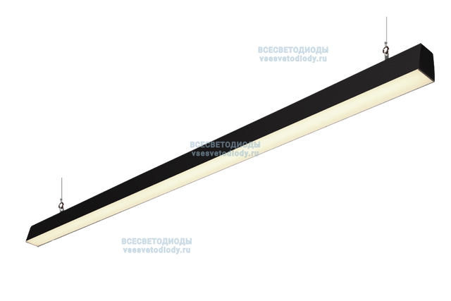 Линейный светильник КРИСТАЛЛ 45W-5100Lm, 4000-4500K, Опал IP44 с БАП (vsesv) на 3 часа Черный